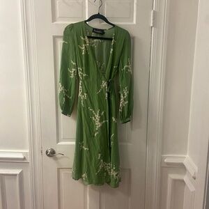 Realisation Par Green Floral Long Sleeve Dress small
